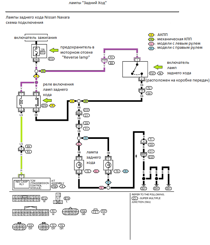 Nissan Navara reverse lamp